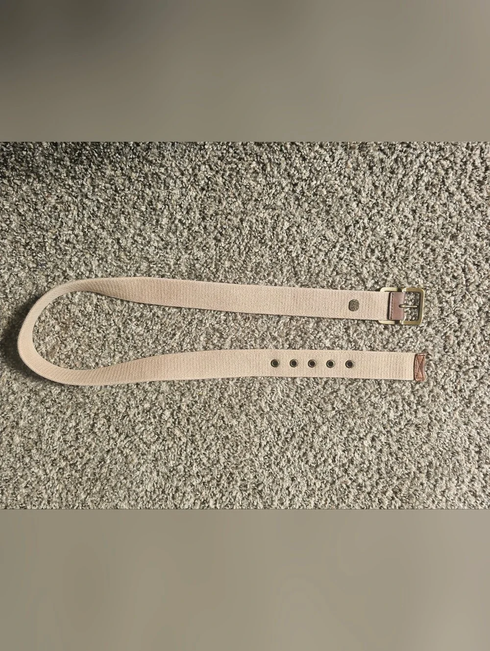 Eddie Bauer Beige Canvas Belt with Red Logo